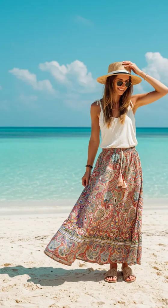 8. Boho Chic Skirt and Tank Top