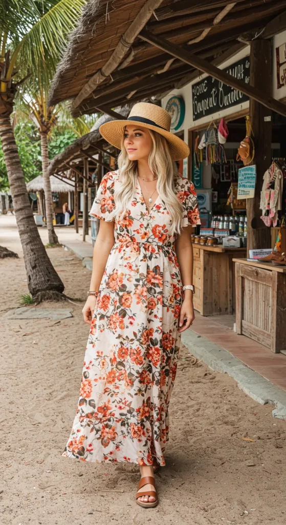 1. Bohemian Floral Maxi Dress - Top 20 Flowy Maxi Dress Summer Honeymoon Outfit Ideas for Women