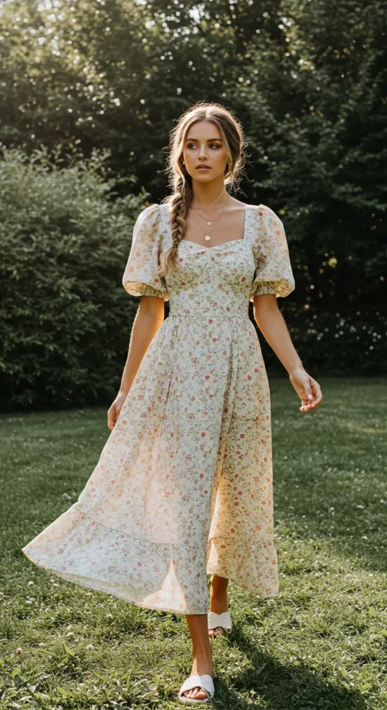 A puff sleeve maxi dress is a trendy yet romantic choice for a honeymoon. The voluminous sleeves add drama, while the flowy silhouette keeps things comfortable and breezy. Opt for soft pastel shades or floral prints to embrace the feminine aesthetic. 