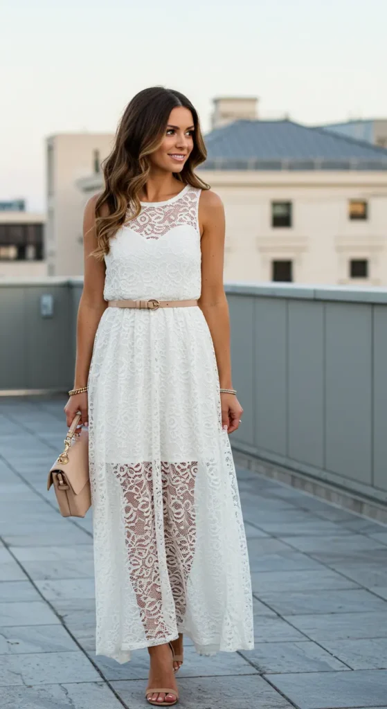 A romantic lace maxi dress is a dreamy choice for a honeymoon, perfect for candlelit dinners or sunset photoshoots. The delicate lace fabric adds a timeless elegance, while the airy structure ensures comfort. Opt for white or soft pastel shades to enhance the ethereal feel. 